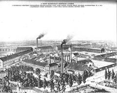 Aerial view of the historic Klein-Schwechati city brewery purchased by Franz Anton Dreher in 1796