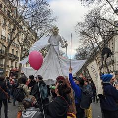 Protest against pension reform on 11 February 2023 in Paris at Théâtre du Soleil