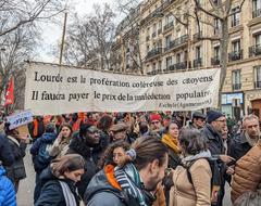 Protest against pension reform on February 11, 2023 in Paris at Théâtre du Soleil