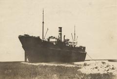 Eton Hall cargo ship stranded between Virginia Point and Texas City after 1915 Galveston Hurricane