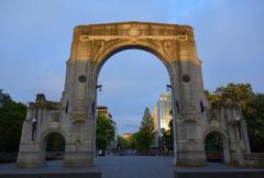 Bridge of Remembrance in Christchurch New Zealand under blue sky