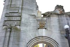 Close-up view of Bridge of Remembrance detail in Christchurch New Zealand
