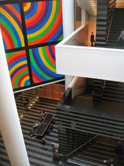 Stairwell inside San Francisco Museum of Art with geometric railings