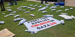 Protest art and mural at San Diego State University on April 30, 2024