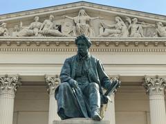 Budapest Nemzeti Muzeum front view with classical architecture