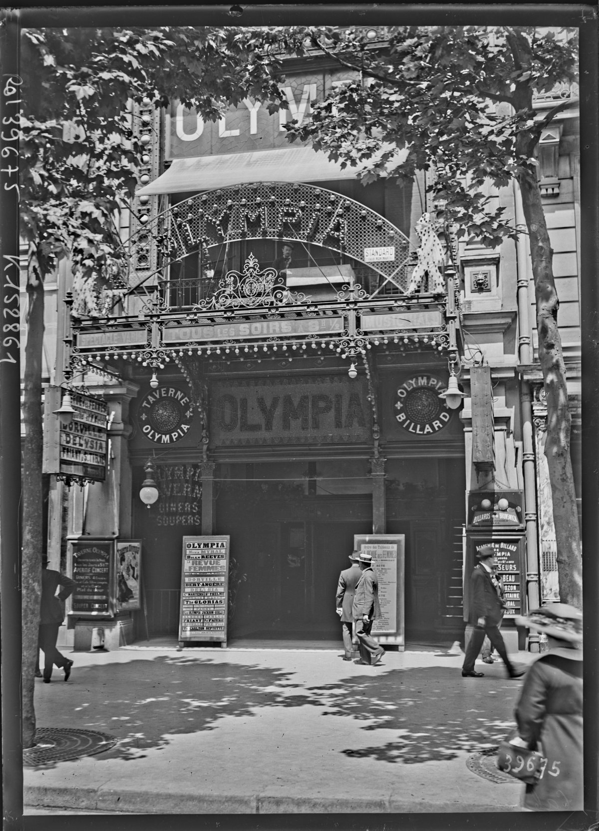 Historic facade of Olympia Bruno Coquatrix cabaret on Boulevard des Capucines in Paris early 20th century