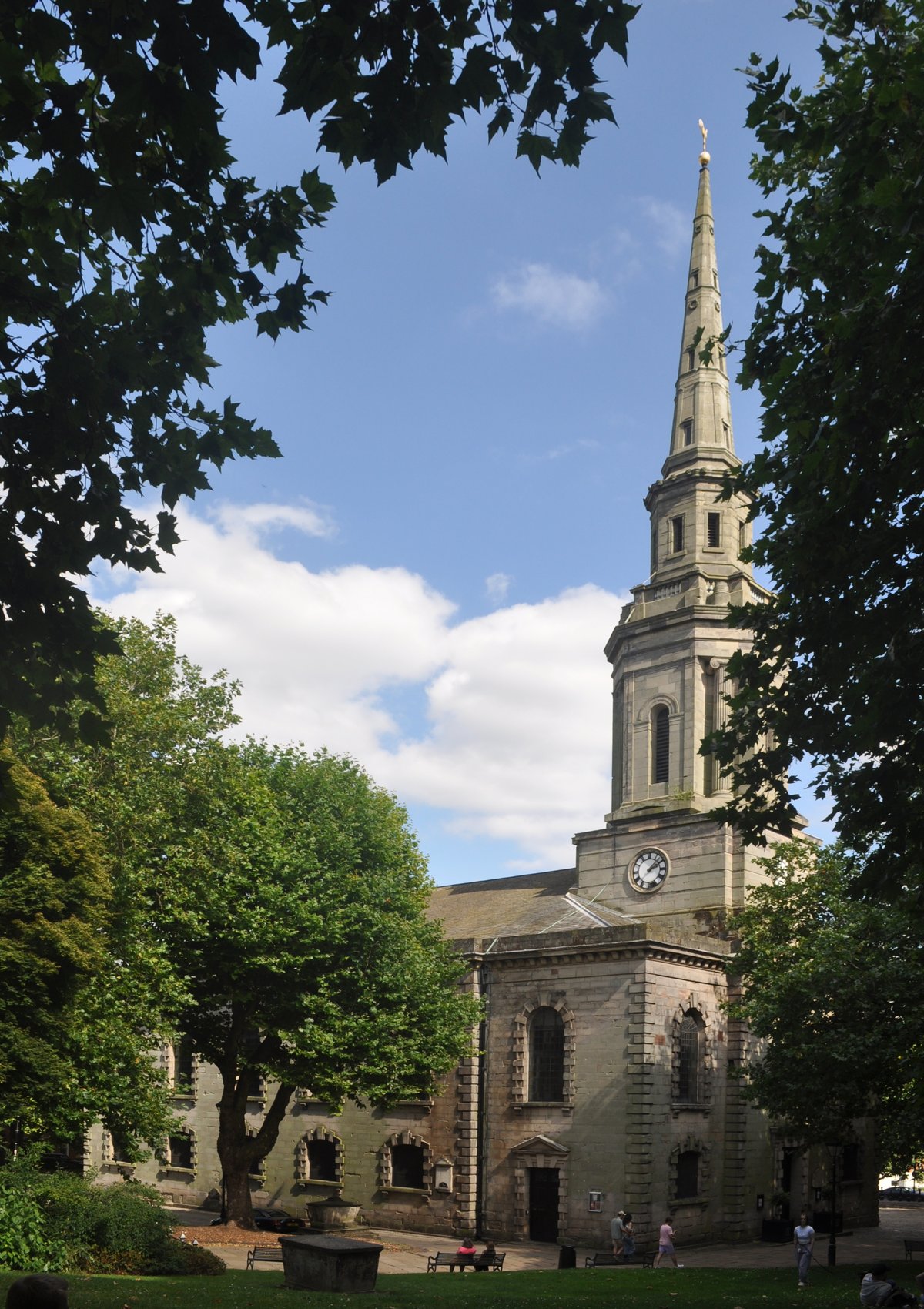 Exterior view of St Paul's Church, a listed building in St Paul's Square, Birmingham