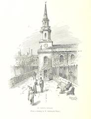 Historic drawing of St Paul's Church in Birmingham with detailed railings, circa 1894