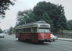 PCC streetcar 3109 outbound on Cambridge Street near Dustin Street in September 1968