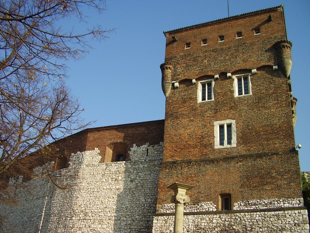 Historic view of Wawel Castle in Krakow, Poland with Vistula River and surrounding buildings