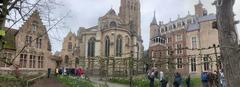 Panoramic view of Bruges with historic buildings and canals