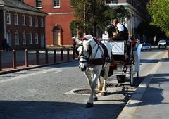Horse drawn carriage near Independence Hall in Philadelphia