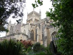 Exterior view of Bristol Cathedral with gothic architecture