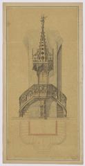 Drawing of the new pulpit of Vannes Cathedral in 1888