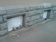 Art installation interpreted as homelessness in Britomart Quarter Auckland New Zealand