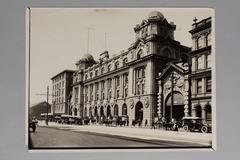 Central Post Office building with entrance to train station in front, Philippines
