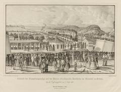 Opening ceremony of Kaiser Ferdinand's Nordbahn train arriving at Brno station