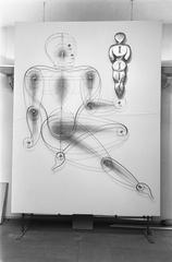 Bauhaus exhibition wire figure sculpture 'De Mens' by Oscar Schlemmer at Stedelijk Museum