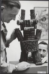 Black and white photo of sculpture exhibitions in Amsterdam, 1965