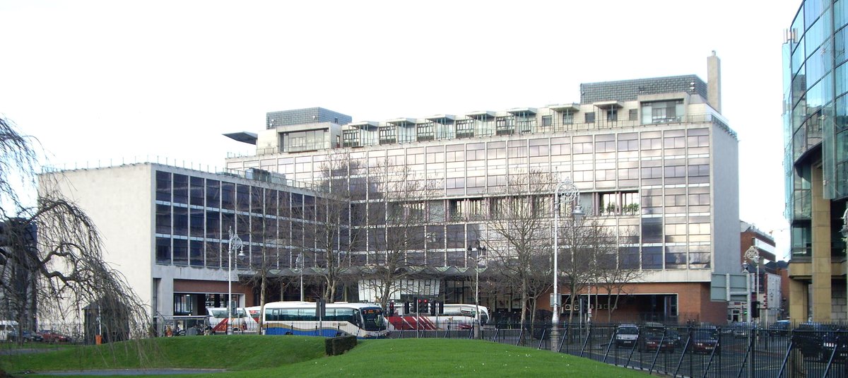 Busaras building viewed from the north side of Talbot Memorial Bridge in Dublin