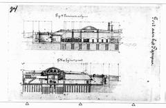 Architectural cross-section blueprint of Fort Pampus