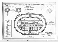 Fort Pampus ground floor and intermediate floor plan with left tower artillery floor layout