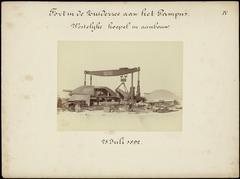 Construction of the western gun turret at Pampus Fortress on Zuiderzee, part of the Amsterdam Defence Line, dated 1892