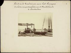 Construction of gun turrets at Pampus Fort in the Zuiderzee seen from the Eastern Handelskade, Amsterdam in 1892
