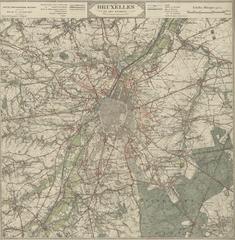 Antique map of Brussels and surrounding areas from 1894 by the Military Cartographic Institute