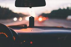 Car dashboard view on Moskovskaya Koltsevaya Avtomobilnaya Doroga highway in Moscow, Russia