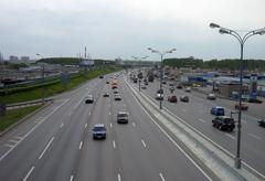 MKAD highway 65th kilometer exit from Strogino with intersection at Myakininsky Proyezd