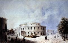 Drawing of Nya Teatern, present-day Svenka Teatern in Helsingfors, 1853