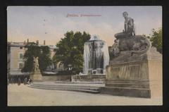 Bismarck Fountain in Breslau historic postcard the artwork by Kunstverlag Bruno Scholz after 1915