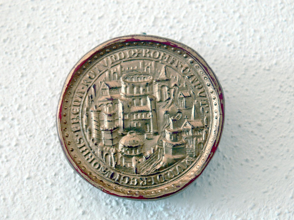 Back side of Emperor Ludwig IV of Bavaria's Golden Bull showing a city map of Rome