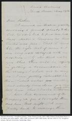 Manuscript letter from Robert Gould Shaw to Francis George Shaw dated May 19, 1861, handwritten on aged paper