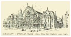 Historical photograph of Cincinnati's Springer Music Hall and Exhibition Building in 1891