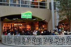 Marché Restaurant at Brookfield Place street level with Yonge & Wellington intersection