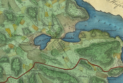 Historic map of Bromma parish in Stockholm County and Sollentuna district dated 1829