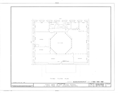 Historic architectural drawing of the First Bank of the United States in Philadelphia