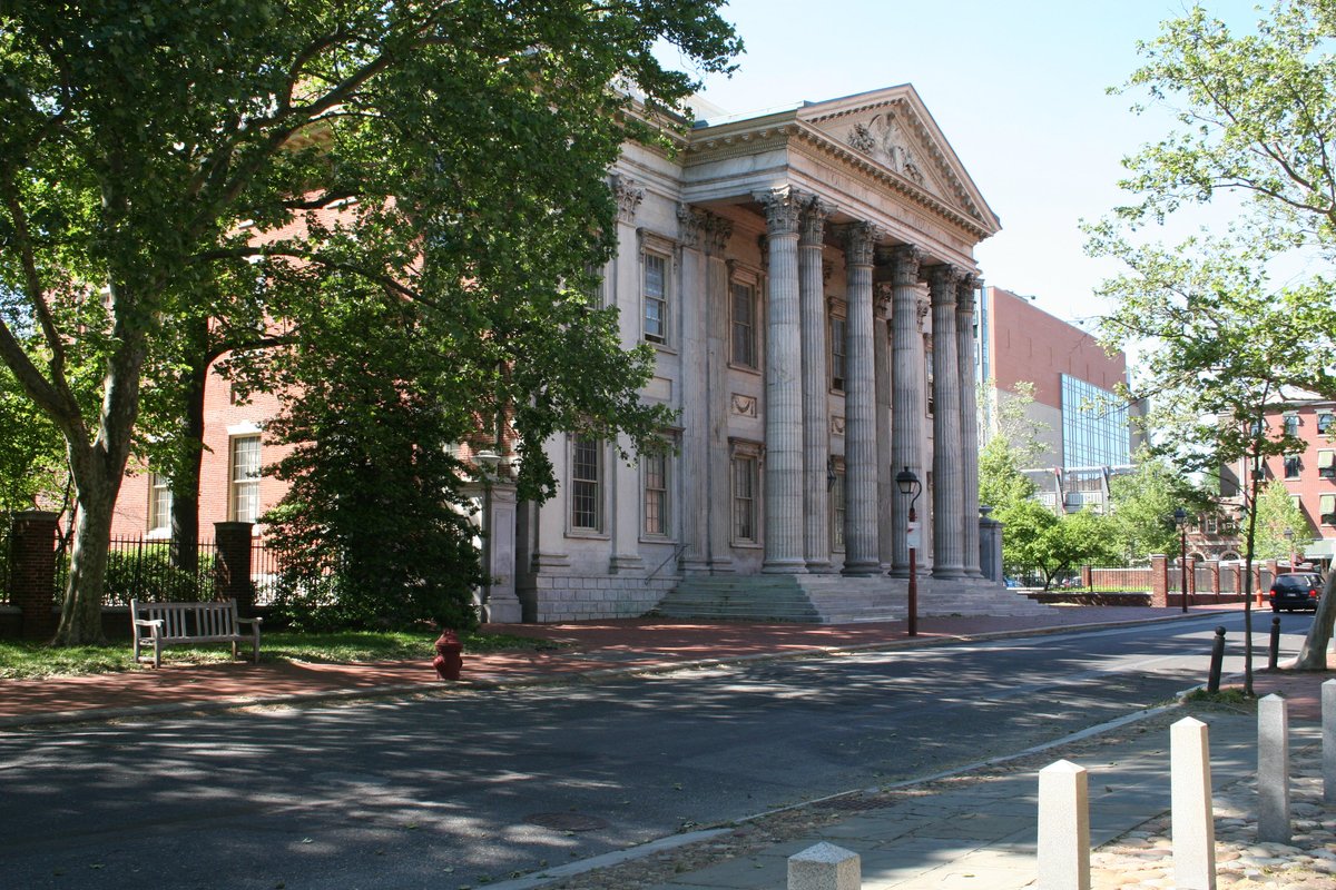 First Bank of the United States viewed from Merchants' Exchange Building in Philadelphia