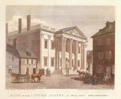 Historic Bank of the United States building on Third Street Philadelphia in 1800