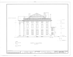Historic image of the First Bank of the United States building at 120 South Third Street, Philadelphia