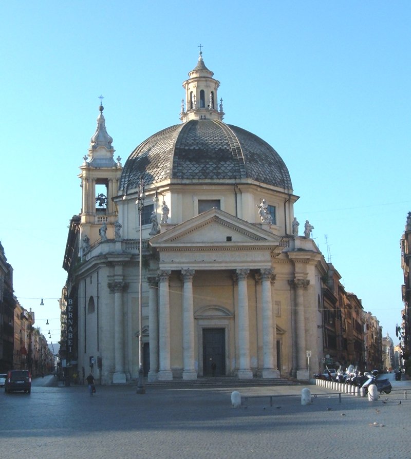 Chiesa di Santa Maria dei Miracoli church facade in Campo Marzio, Rome