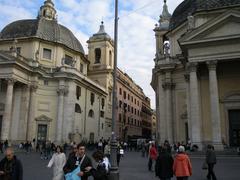 View of the Churches of Santa Maria dei Miracoli and Santa Maria in Montesanto with Via del Corso, Rome