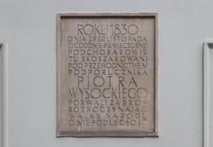 Commemoration of the outbreak of the November Uprising on the wall of Podchorążówka in Łazienki Królewskie, Warsaw