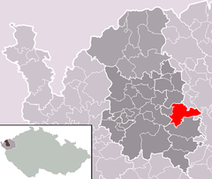 Map showing the location of Loket town within Sokolov District and the administrative area of Sokolov as a Municipality with Extended Competence