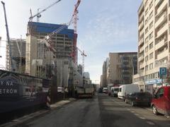 Chmielna Street in Warsaw during the construction of Varso Tower
