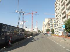 Chmielna Street in Warsaw under construction with Varso Tower