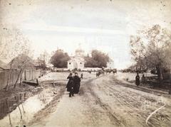 Street view of Ulica Czerniakowska with St. Anthony of Padua Church in Warsaw around 1885