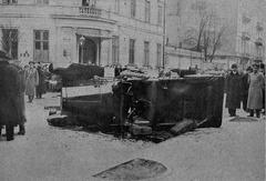 Car accident at the intersection of Piękna and Mokotowska streets in Warsaw, 1914